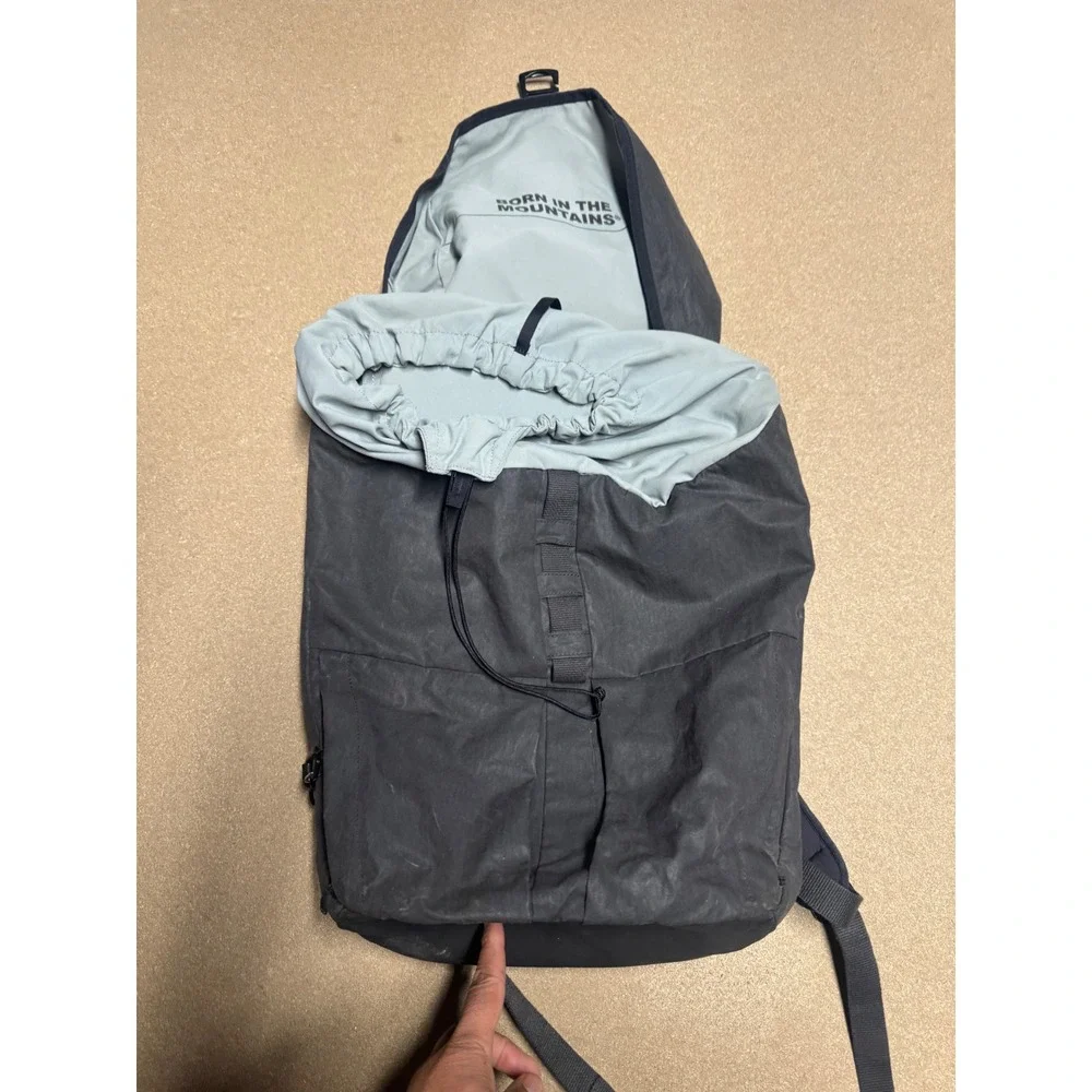 KHUL Black Backpack Born in‎ the Mountains Logo Drawstring Top Flap Closure $200